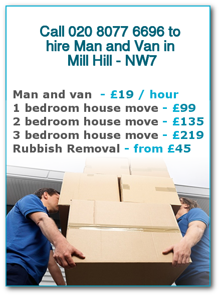Man & Van Prices for London, Mill Hill